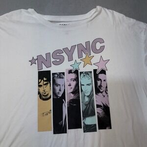 NSYNC Graphic T-Shirt Mens XXL White Cotton Boy Band Pastel Stars 2024 Licensed